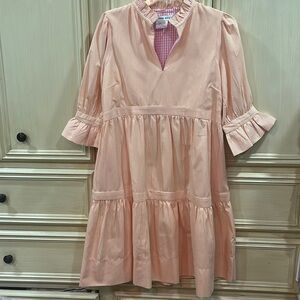 Orange pin stripe Gretchen Scott Ruffle dress